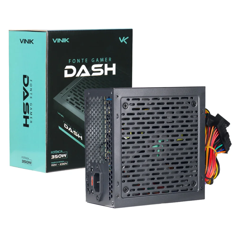 Fonte Vinik Dash Gamer, 350W, 110-230V, Preto - VFG350W P Fonte Vinik Dash Gamer, 350W, 110-230V, Preto - VFG350W P
