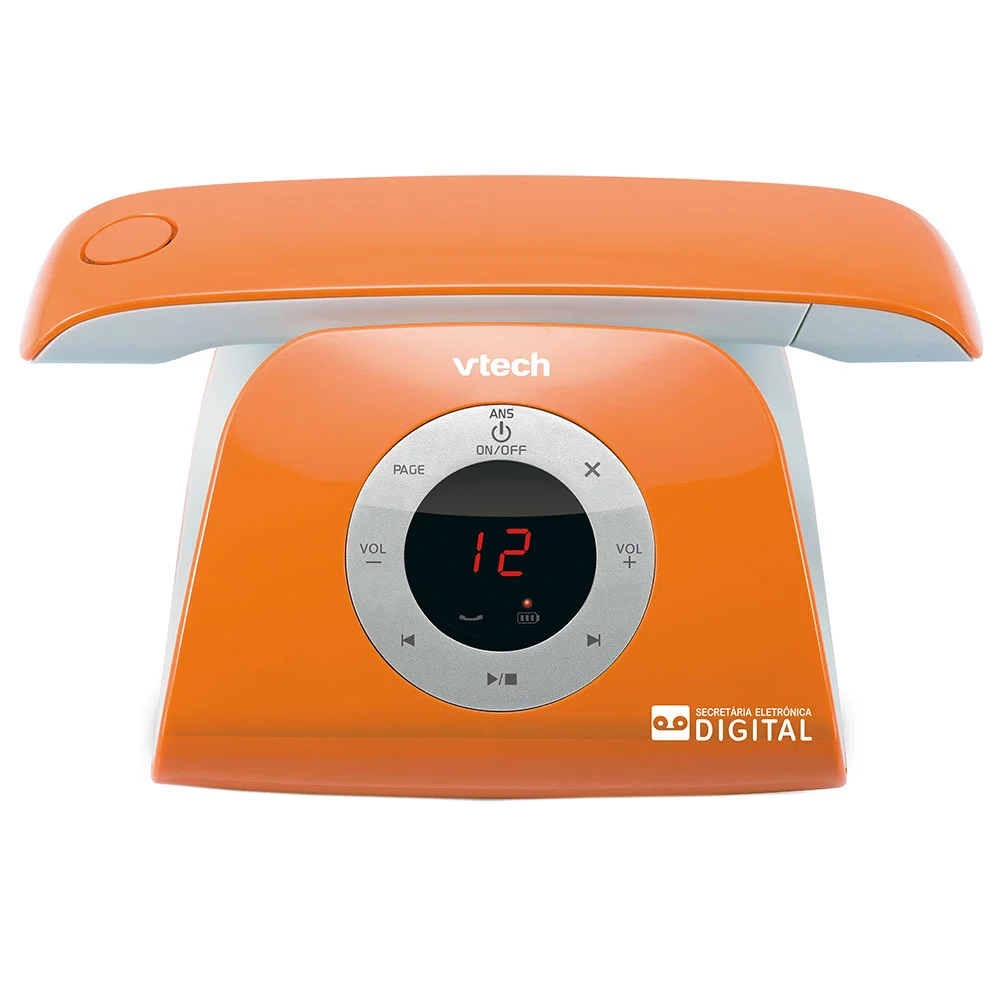 Telefone Digital Sem Fio Vtech Com Secretária Eletrônica Retro Phone Laranja Telefone Digital Sem Fio Vtech Com Secretária Eletrônica Retro Phone Laranja