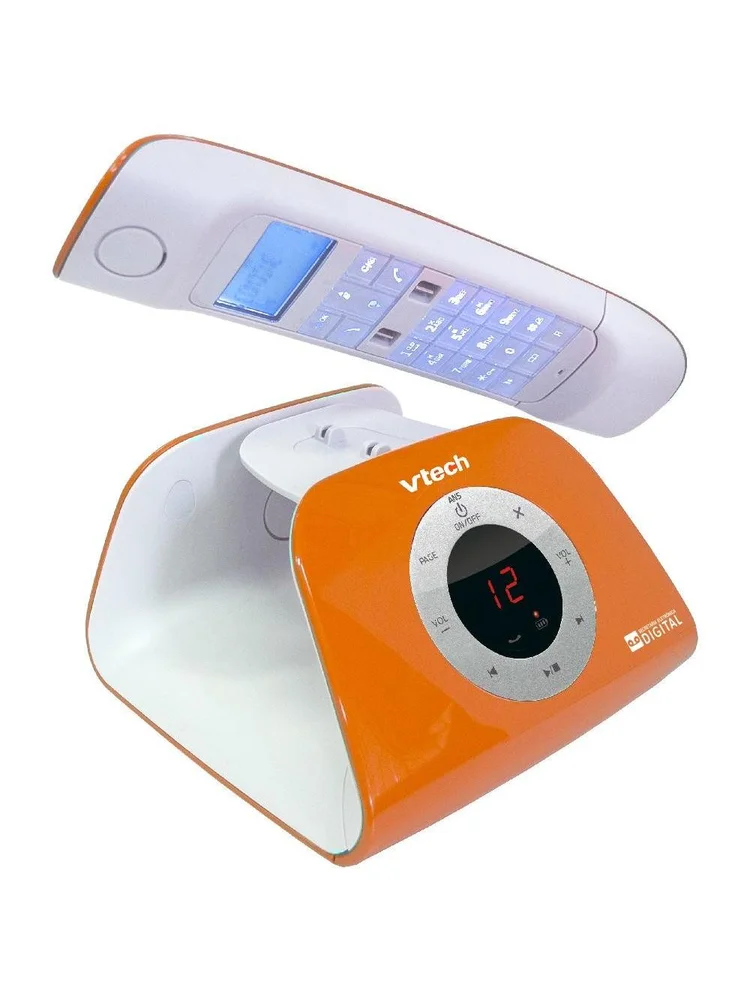 Telefone Digital Sem Fio Vtech Com Secretária Eletrônica Retro Phone Laranja Telefone Digital Sem Fio Vtech Com Secretária Eletrônica Retro Phone Laranja