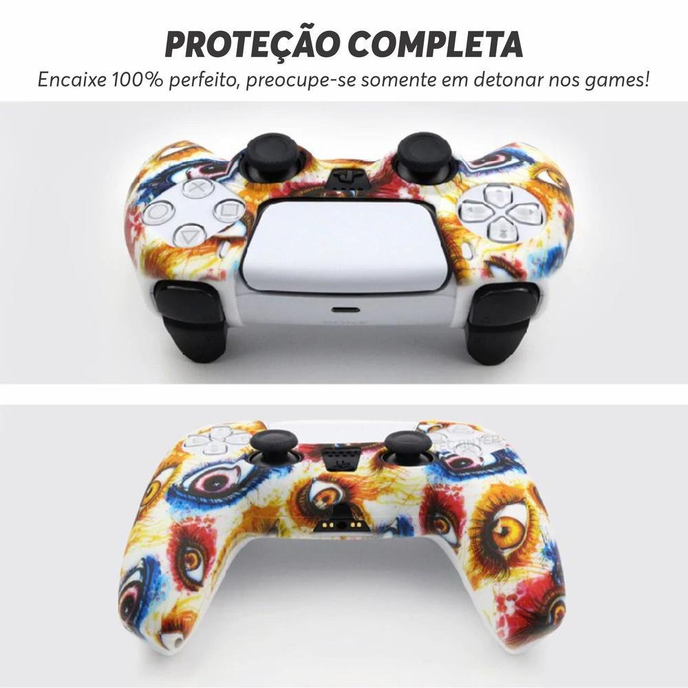 Capa Capinha Case Skin P/ Controle De Ps5 Playstation 5 Protetora Em Silicone Camuflado Alta Proteção Cor: Graffiti 08.
