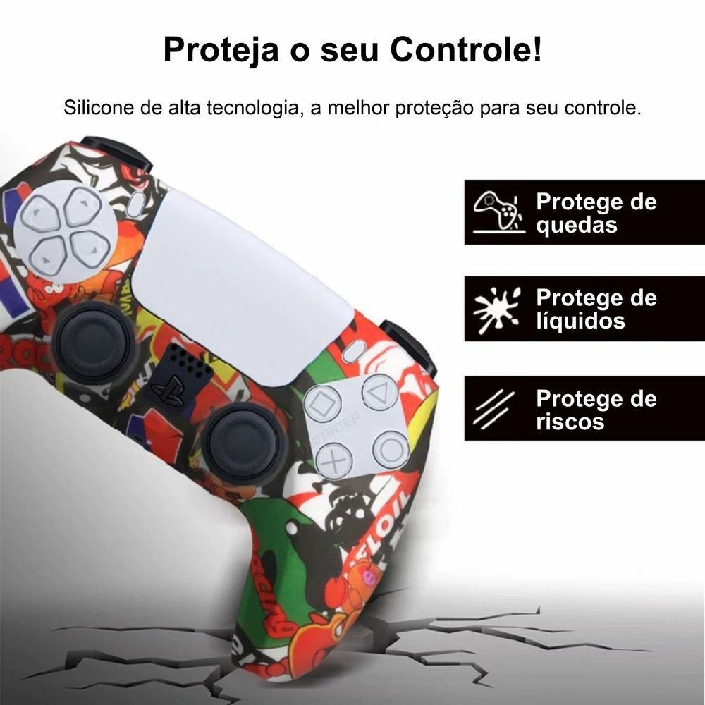 Capa Capinha Case Skin P/ Controle De Ps5 Playstation 5 Protetora Em Silicone Camuflado Alta Proteção Cor: Graffiti 08.