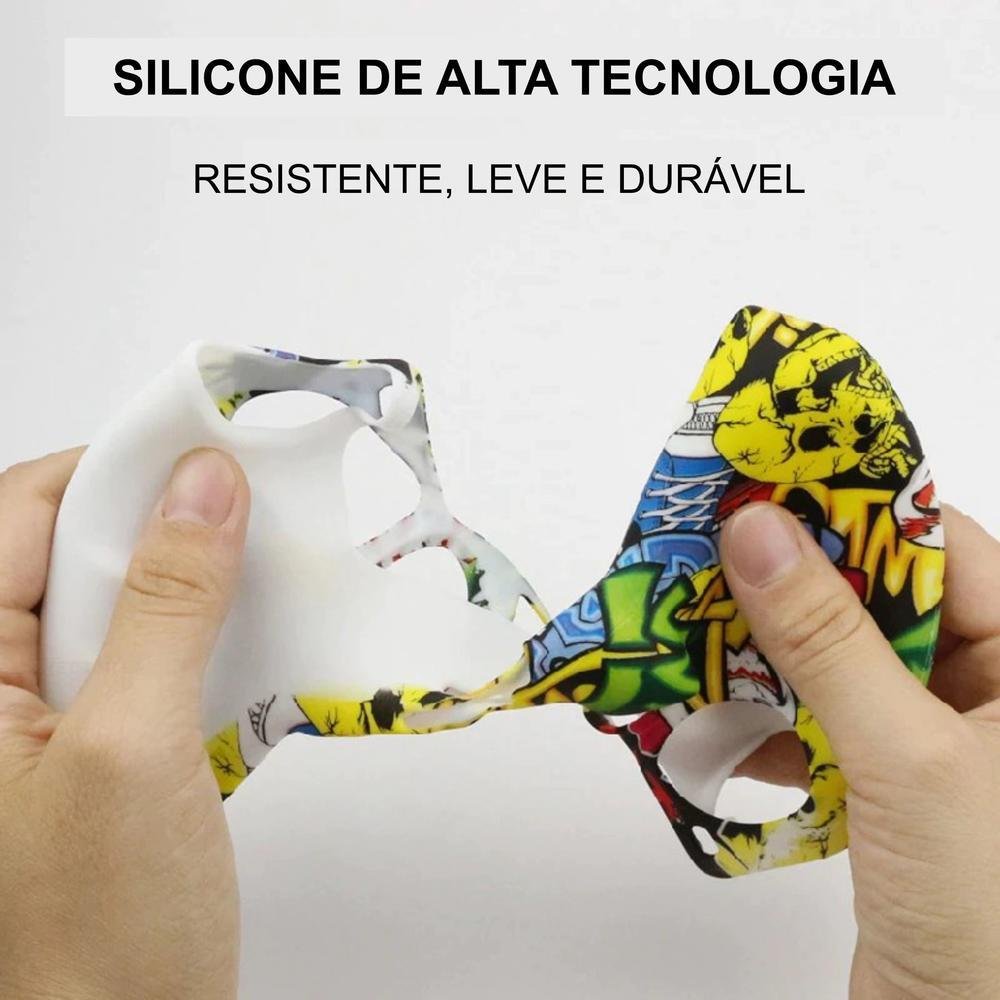 Capa Capinha Case Skin P/ Controle De Ps5 Playstation 5 Protetora Em Silicone Camuflado Alta Proteção Cor: Graffiti 08.