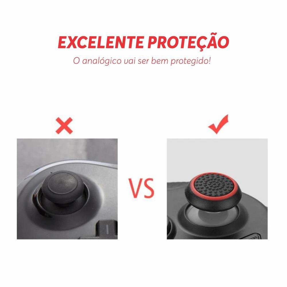 8 Pares De Grips P/ Controle Anti Derrapante Silicone Botão Analógico Do Joystick Cor: Vermelho.