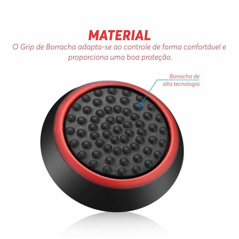 8 Pares De Grips P/ Controle Anti Derrapante Silicone Botão Analógico Do Joystick Cor: Vermelho.