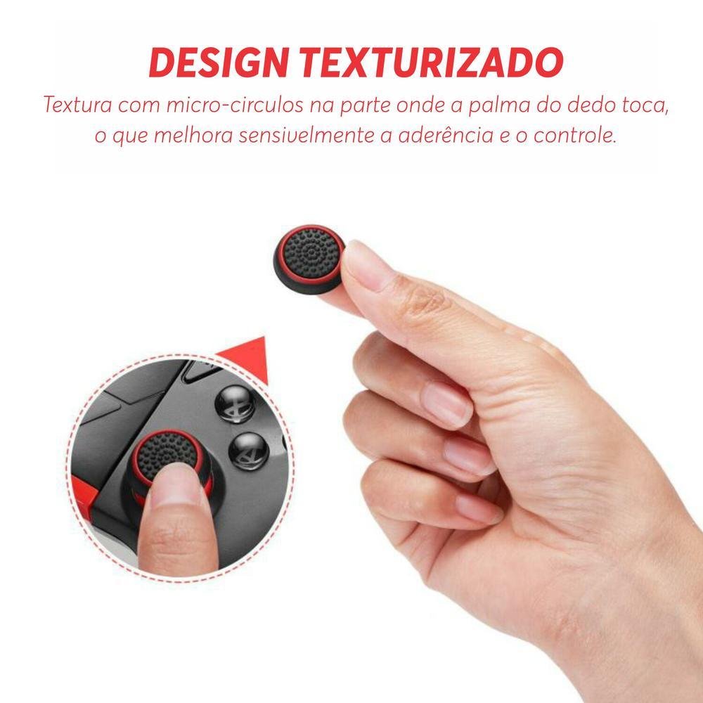 8 Pares De Grips P/ Controle Anti Derrapante Silicone Botão Analógico Do Joystick Cor: Vermelho.
