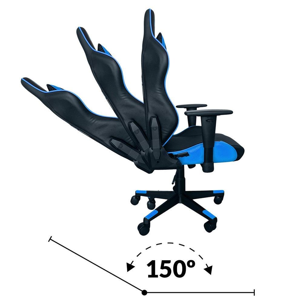 Cadeira Gamer XT Racer Viking, Reclinável, Ergonômica, Couro Sintético, Preto e Azul Cadeira Gamer XT Racer Viking, Reclinável, Ergonômica, Couro Sintético, Preto e Azul