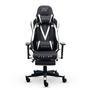 Cadeira Gamer XT Racer Viking, Com Apoio de Pés, Reclinável, Ergonômica, Couro Sintético, Preto e Branco