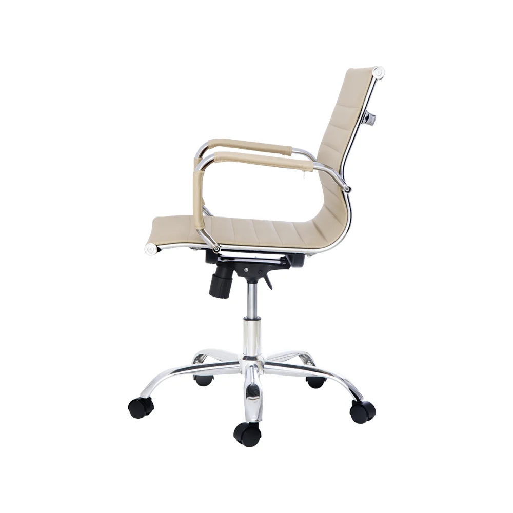 Cadeira Escritório Stripes Diretor Pu Nude Base Giratória Cromada Altura Ajustável