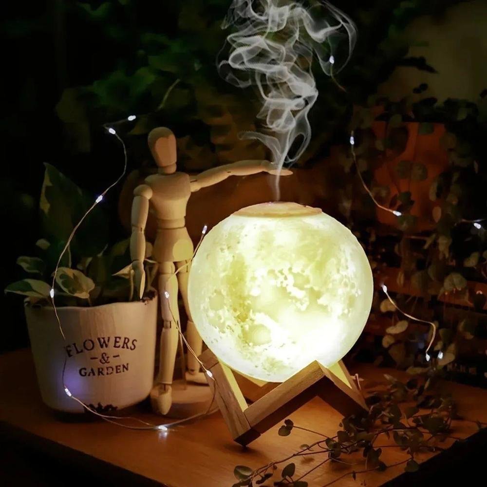 Umidificador Aromatizador De Ar Abajour Led Lua 3d