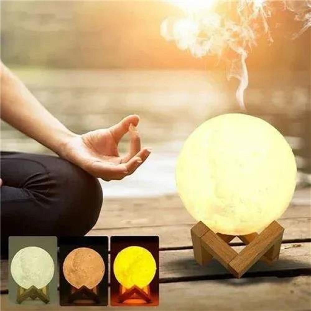 Umidificador Aromatizador De Ar Abajour Led Lua 3d
