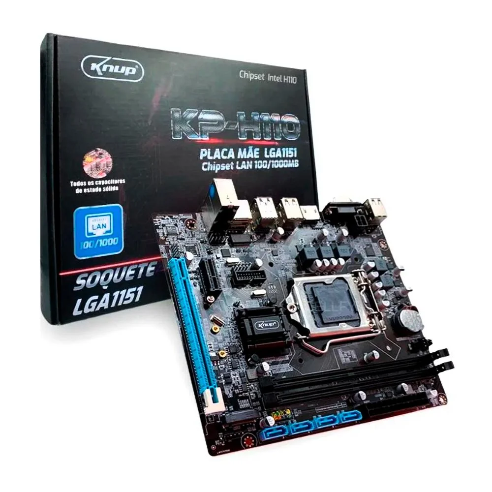 Placa-Mãe Knup, Intel 1151 H110 6ª E 7ª Geração, 2xDDR4, M.2, HDMI e VGA - KP-H110 Placa-Mãe Knup, Intel 1151 H110 6ª E 7ª Geração, 2xDDR4, M.2, HDMI e VGA - KP-H110