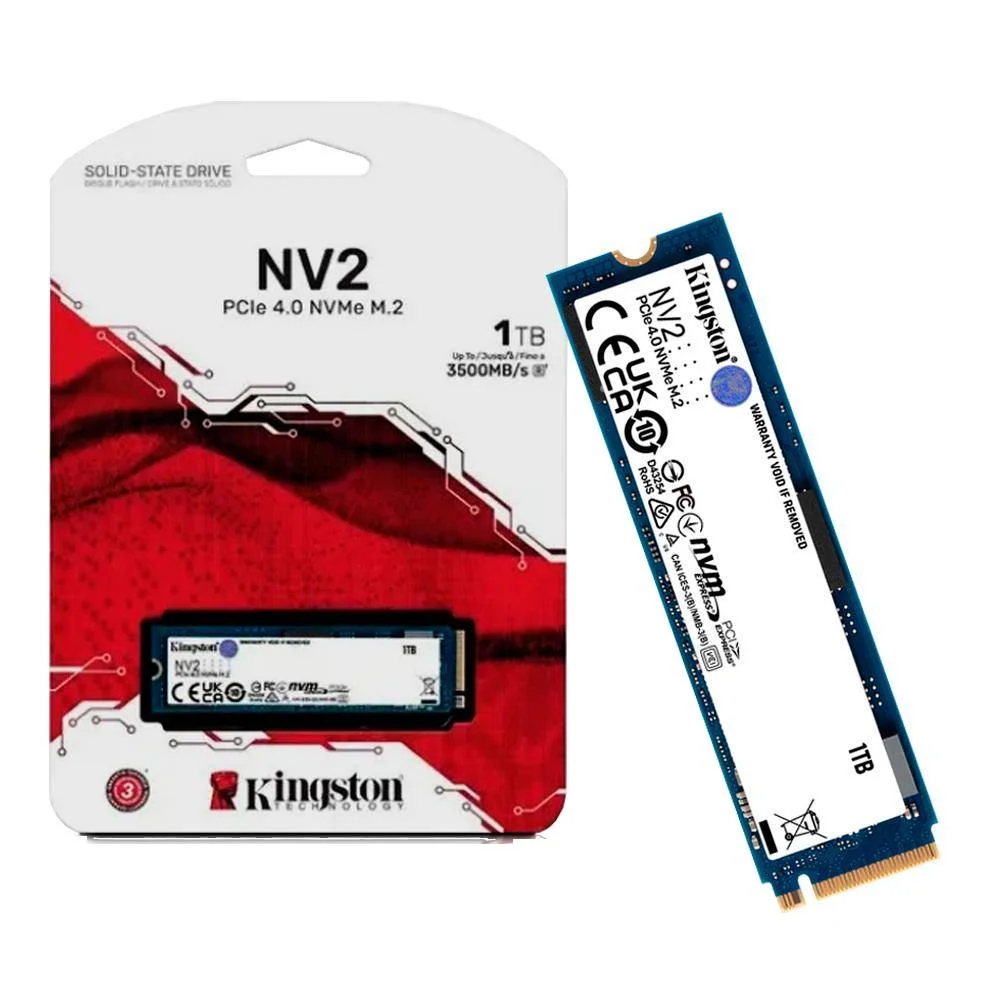 SSD 1TB Kingston Nv2, M.2 2280 PCIe, NVMe, Leitura 3500MB/s, Gravação 2100MB/s - Snv2s/1000g SSD 1TB Kingston Nv2, M.2 2280 PCIe, NVMe, Leitura 3500MB/s, Gravação 2100MB/s - Snv2s/1000g