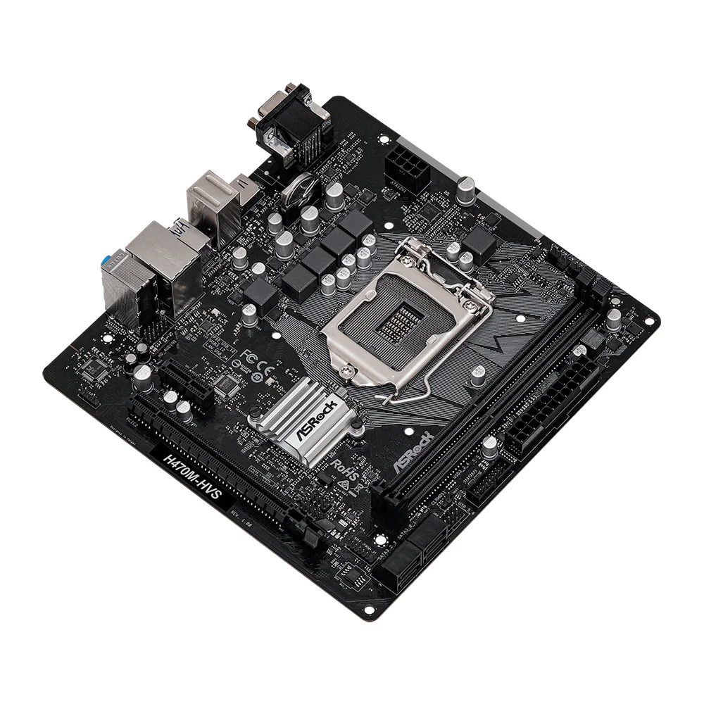 Placa-Mãe Asrock H470 2xddr4, Intel LGA 1200, HDMI, VGA, DVI, H470m-Hvs Placa-Mãe Asrock H470 2xddr4, Intel LGA 1200, HDMI, VGA, DVI, H470m-Hvs