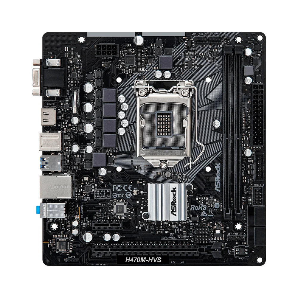 Placa-Mãe Asrock H470 2xddr4, Intel LGA 1200, HDMI, VGA, DVI, H470m-Hvs Placa-Mãe Asrock H470 2xddr4, Intel LGA 1200, HDMI, VGA, DVI, H470m-Hvs