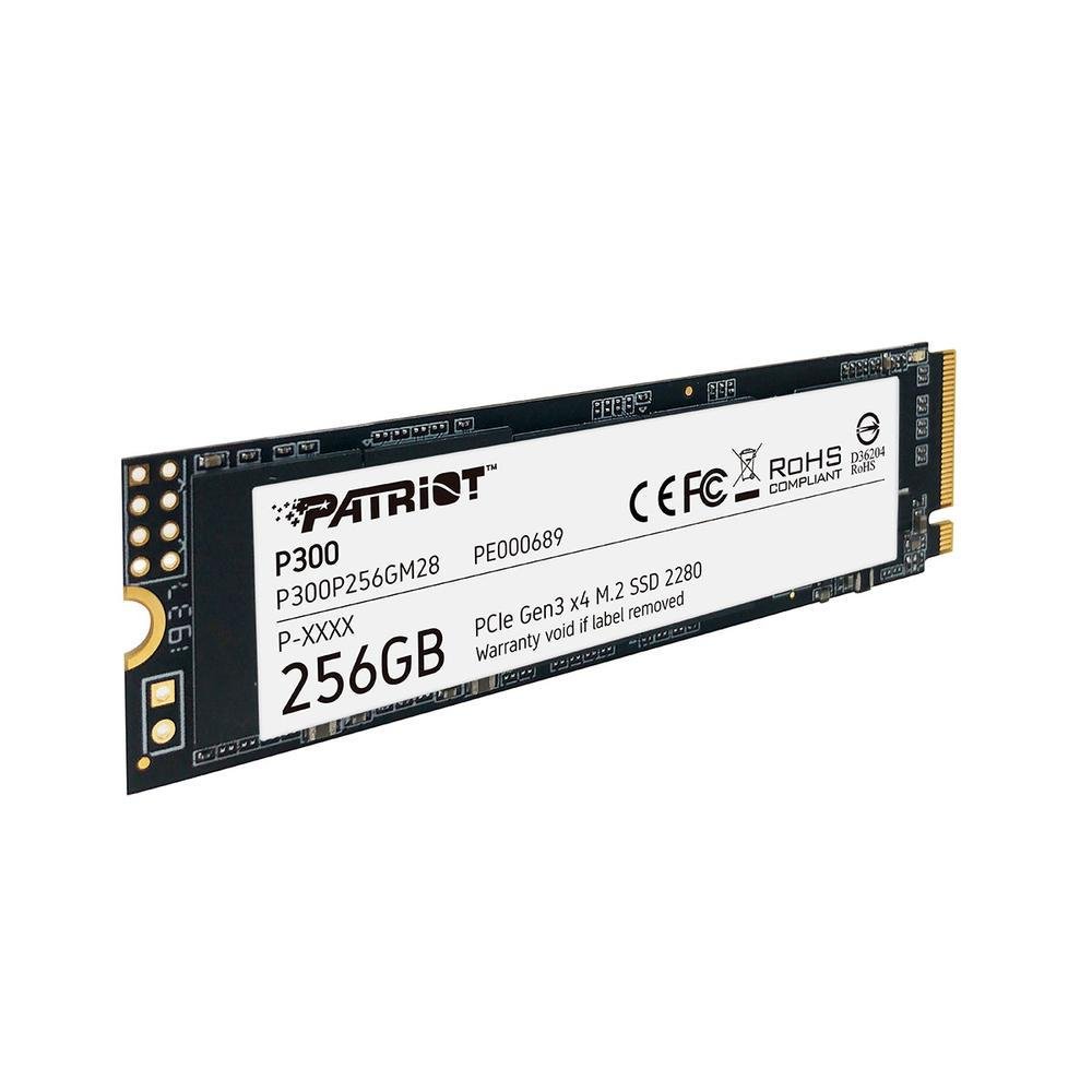 SSD Patriot P300, 256GB, M.2 2280 Pcie 3x4 NVMe 1.3, Leitura 1700MB/s E Grav. 1100MB/s - P300p256gm28 SSD Patriot P300, 256GB, M.2 2280 Pcie 3x4 NVMe 1.3, Leitura 1700MB/s E Grav. 1100MB/s - P300p256gm28