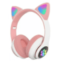 Headphone Kibym Wireless, Com LED, Bluetooth 5.0, USB, Rosa