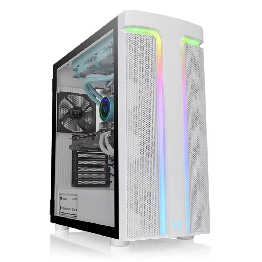 Gabinete Thermaltake H590 Tg Argb, Mid-Tower, Vidro, Branco - Ca-1x4-00m6wn-00 Gabinete Thermaltake H590 Tg Argb, Mid-Tower, Vidro, Branco - Ca-1x4-00m6wn-00