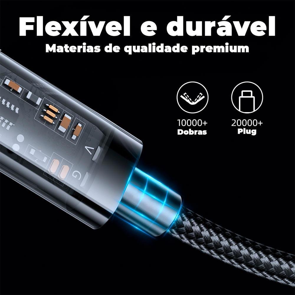 Cabo Carregador Ultra Rápido USB C, 100w, 1,2m, Preto, Joyroom