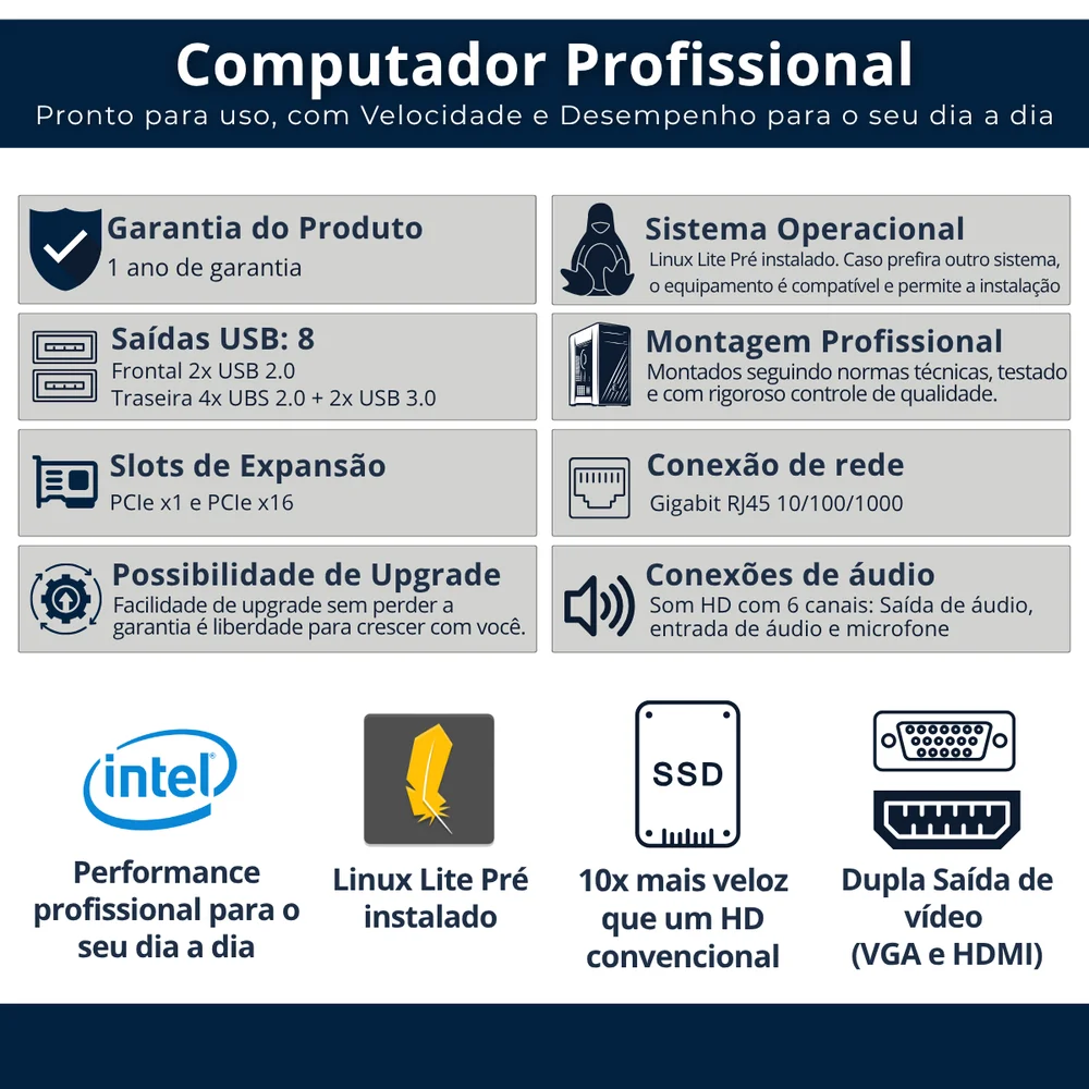 Computador Cev Intel I3 6ª Geração, 8GB RAM, SSD 240GB Computador Cev Intel I3 6ª Geração, 8GB RAM, SSD 240GB