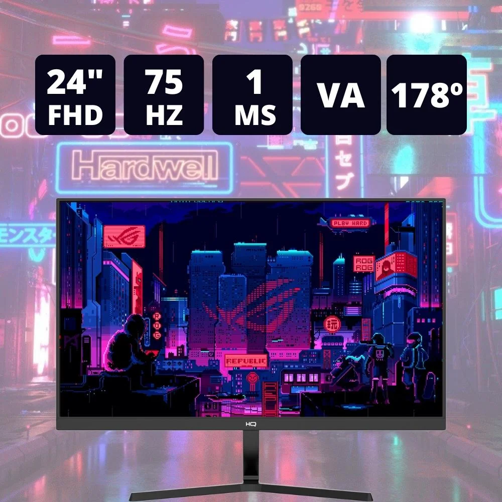 Monitor Gamer HQ Premium 24 Pol. Full HD, 1Ms, 75Hz, VA, AMD Freesync, HDMI - Gp24v175 Monitor Gamer HQ Premium 24 Pol. Full HD, 1Ms, 75Hz, VA, AMD Freesync, HDMI - Gp24v175