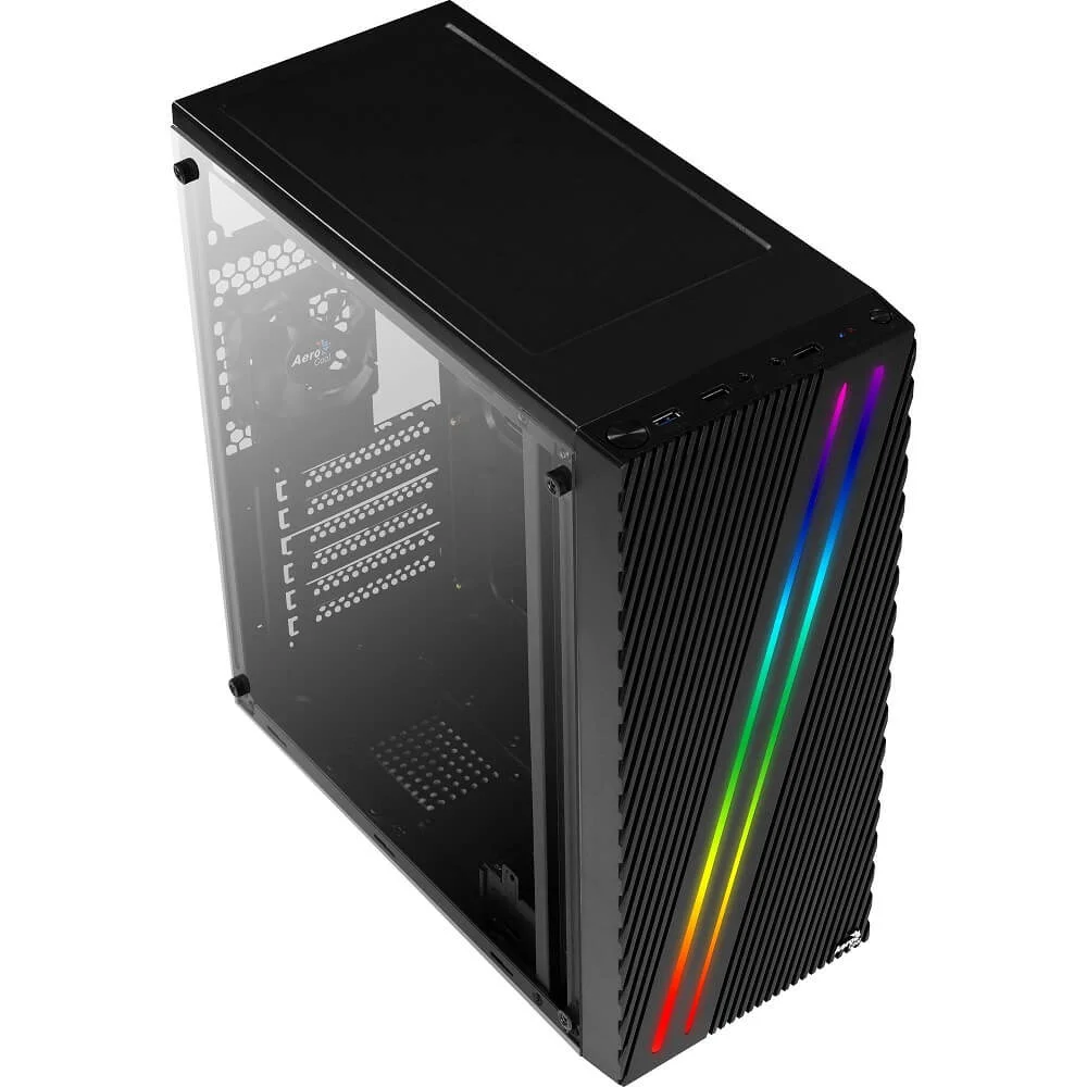 Gabinete Gamer Aerocool Streak V1 Frontal, Mid Tower, RGB, Lateral Acrílico - 78121