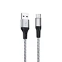 Cabo USB-C Geonav, Carregamento Rápido, Nylon Trançado, 1.5mt, Cinza/branco