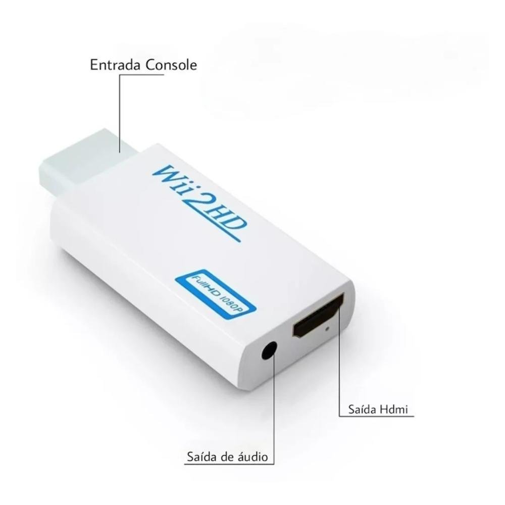 Adaptador Conversor Nintendo Wii, Áudio E Vídeo, AV Para HDMI Adaptador Conversor Nintendo Wii, Áudio E Vídeo, AV Para HDMI