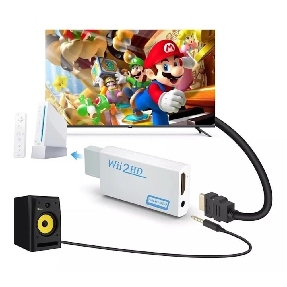 Adaptador Conversor Nintendo Wii, Áudio E Vídeo, AV Para HDMI Adaptador Conversor Nintendo Wii, Áudio E Vídeo, AV Para HDMI