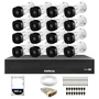 Kit 16 Câmeras Intelbras VHL 1220, FULL HD 1080P, Visão Noturna 20M, Proteção IP66 + DVR Gravador MHDX 1016C, 16 Canais + HD 500GB