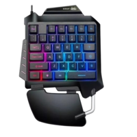 Teclado Gamer One Hand Knup, USB, RGB, Semi Mecânico, Antighosting, Preto