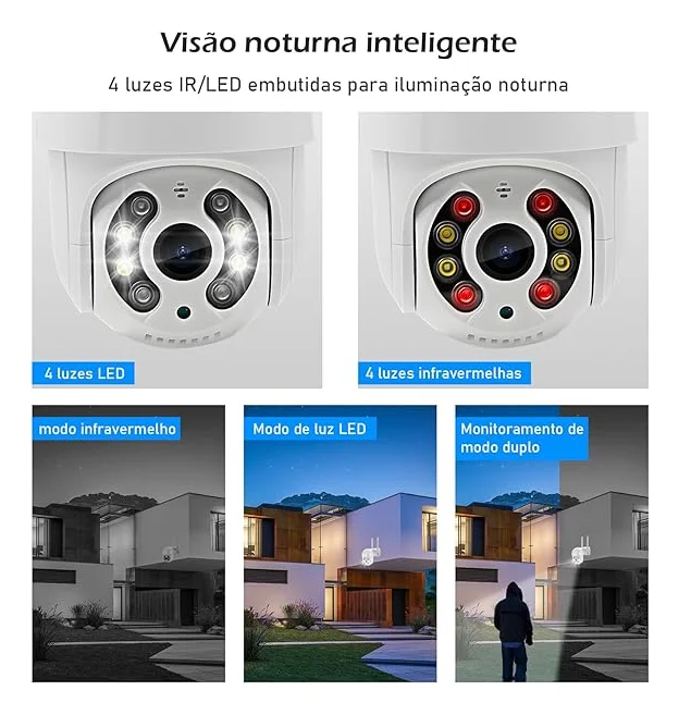 Câmera Ip WIFI, Speed Dome Externa, C/ Cartão De Memória 64GB, Motorizada, A Prova D´agua, Lente 3.6mm