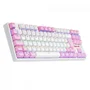 Teclado Mecânico Gamer Redragon Daksa Rainbow, Switch Blue Removíveis, ABNT2, White, pink, Branco