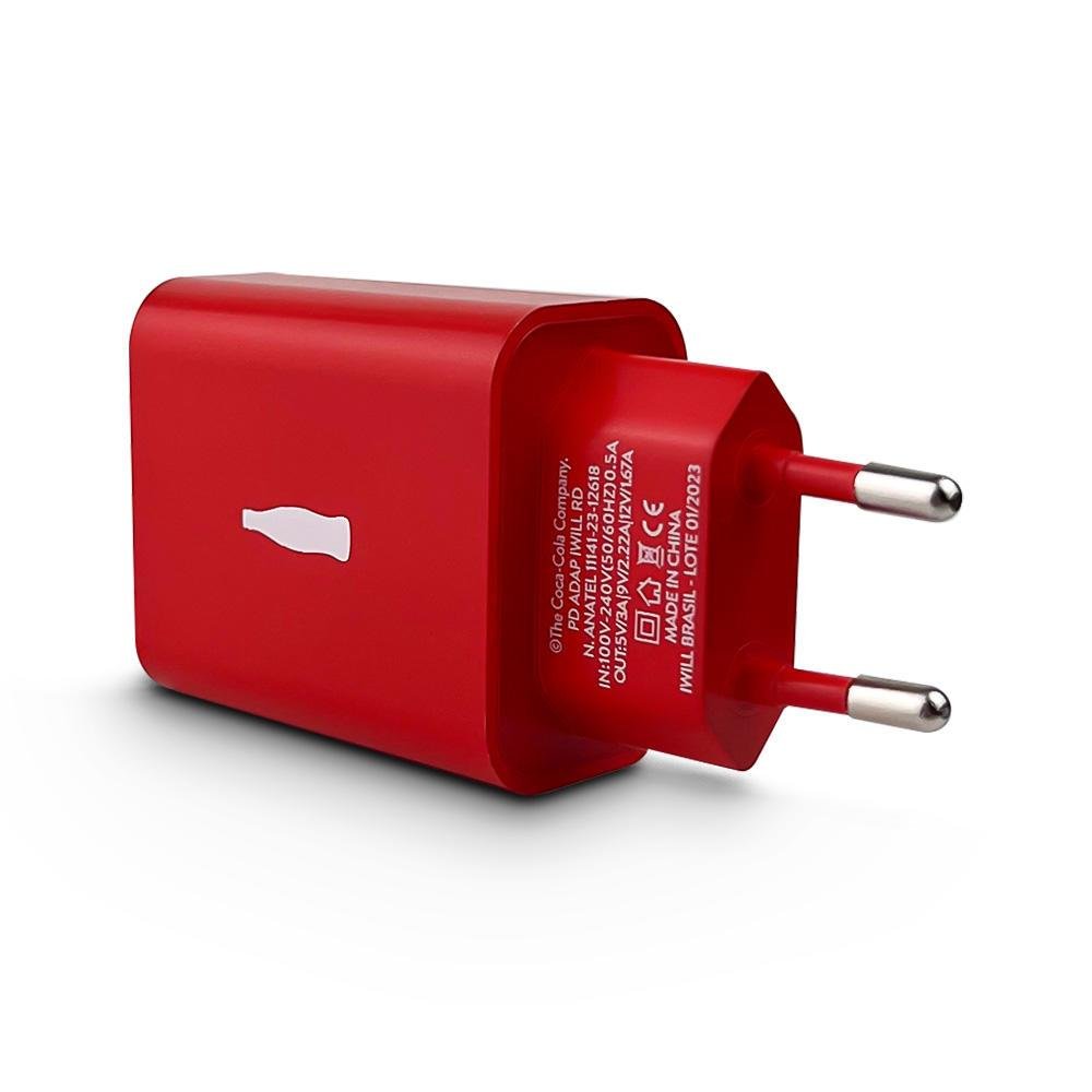Carregador Lic CocaCola USBC Vermelho 20w KaBuM