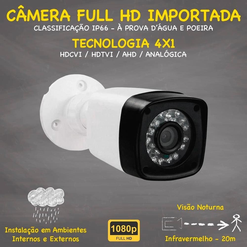 Kit Intelbras Cftv, 4 Cameras Segurança 1080p FULL HD + DVR 4 Canais, HD 500GB