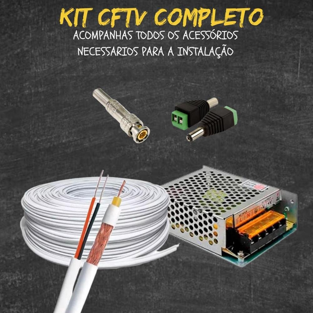 Kit 4 Câmeras Intelbras, Colorido Noite, Dvr, 8 Canais, HD 1TB