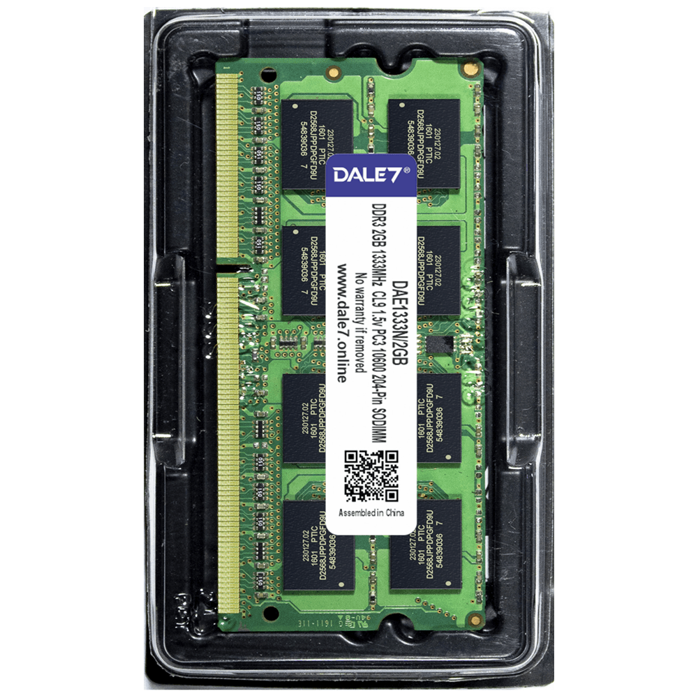Memória Dale7, 2GB, 1333Mhz, DDR3, Notebook, 1.5v Memória Dale7, 2GB, 1333Mhz, DDR3, Notebook, 1.5v