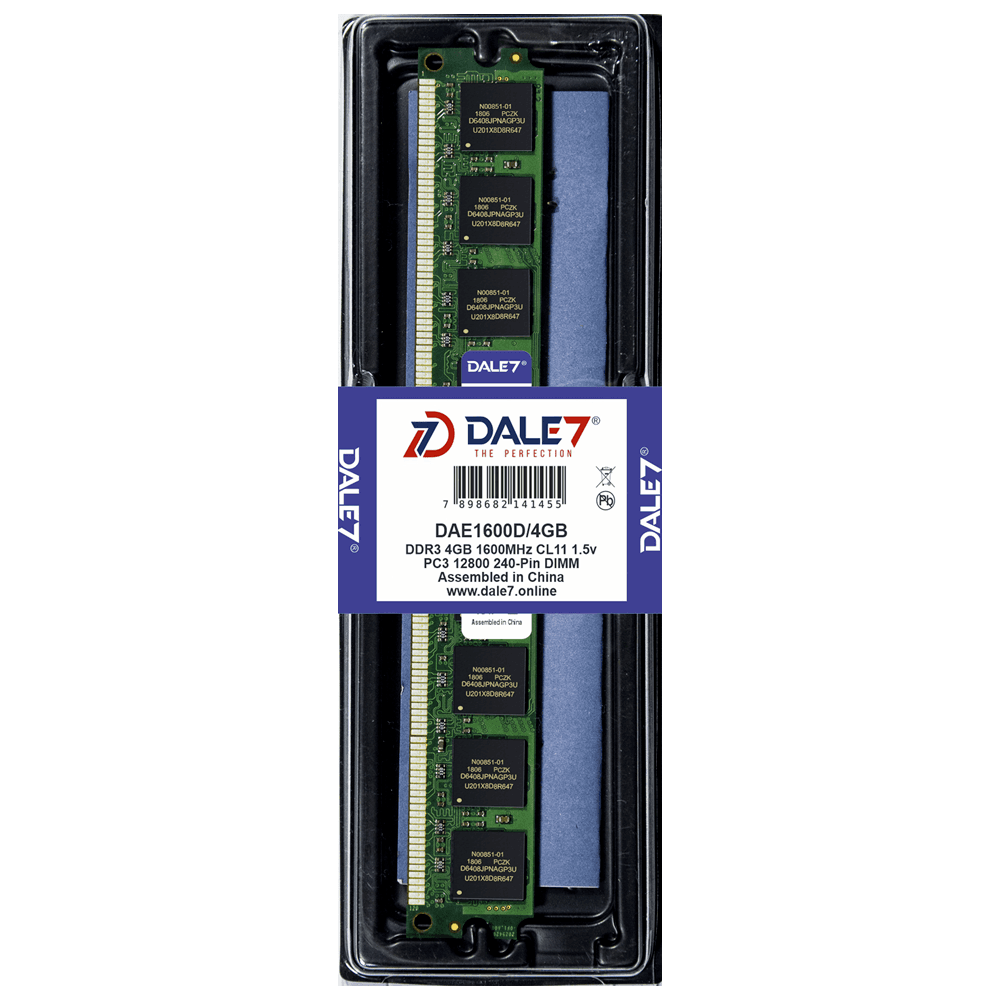 Memória Dale7, 4GB, 1600Mhz, DDR3, Desktop, 1.5v Memória Dale7, 4GB, 1600Mhz, DDR3, Desktop, 1.5v