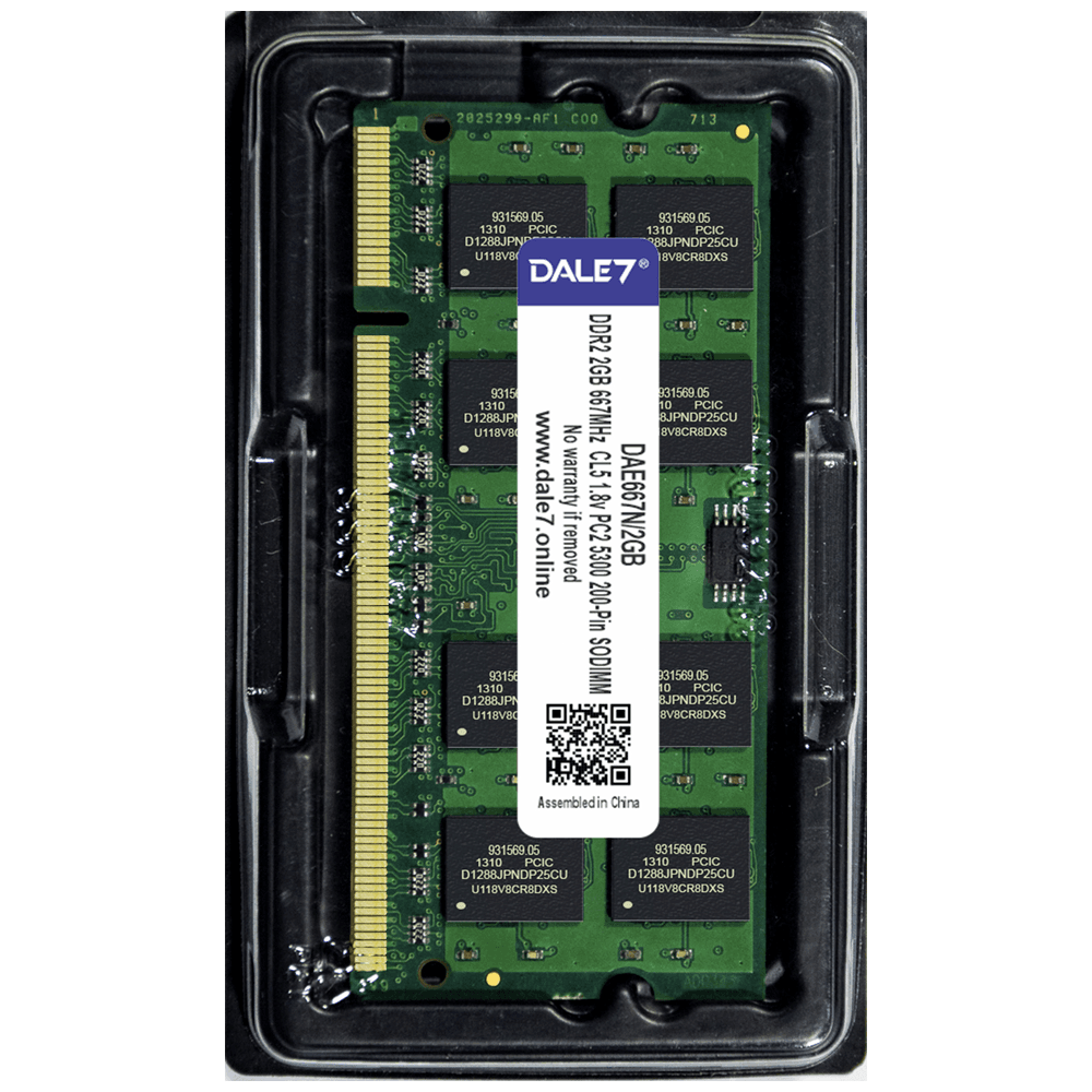 Memória Dale7, 2GB, 667Mhz, DDR2, Notebook, 1.8v Memória Dale7, 2GB, 667Mhz, DDR2, Notebook, 1.8v