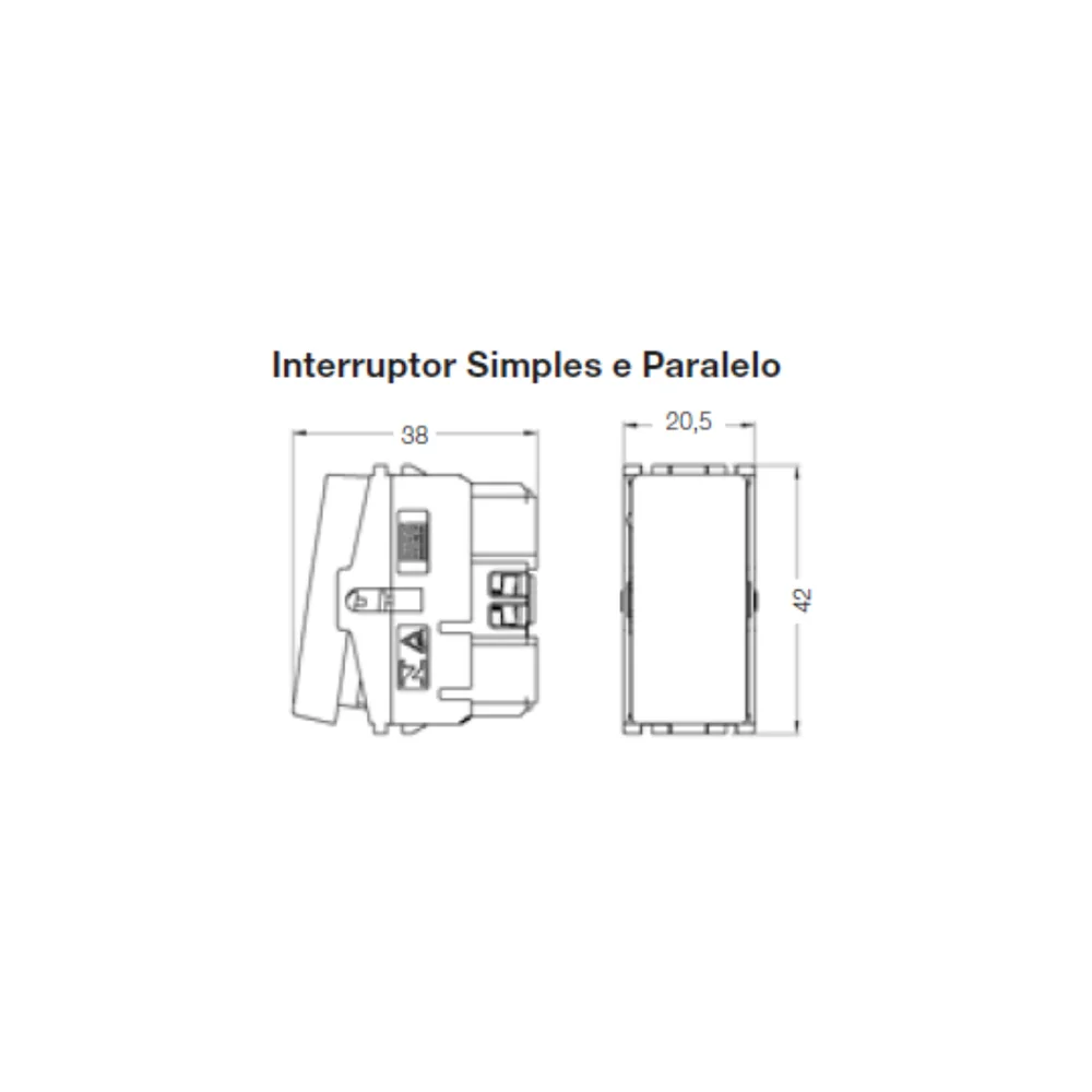 Conjunto Interruptor 4x2 | 1 Tecla Simples 10a + 1 Tomada 20a 250v.