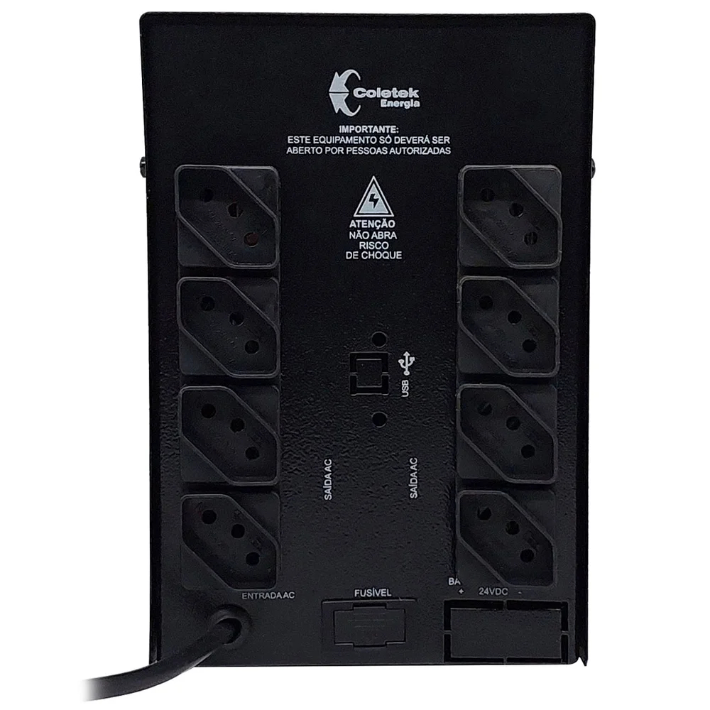 Nobreak 1200va Coletek Safe1200, Entrada Bivolt Automático, Saída 115v, 8 Tomadas, 2x Bat. 12v/7ah