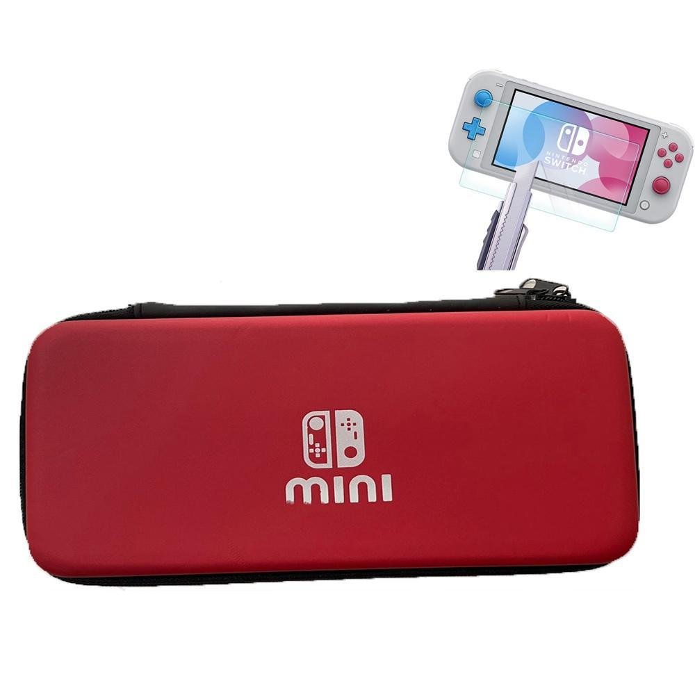 Estojo Case Bag Compatível Nintendo Switch Lite Jogo Acessórios + Pelicula Vidro Cor:vermelho;