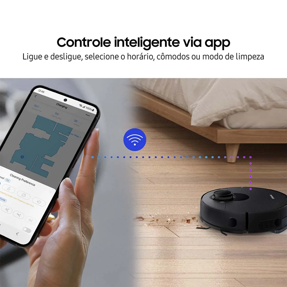 Robô Aspirador De Pó Samsung Vr3m Black Limpeza 2 Em 1 E Controle Via Aplicativo Bivolt Robô Aspirador De Pó Samsung Vr3m Black Limpeza 2 Em 1 E Controle Via Aplicativo Bivolt