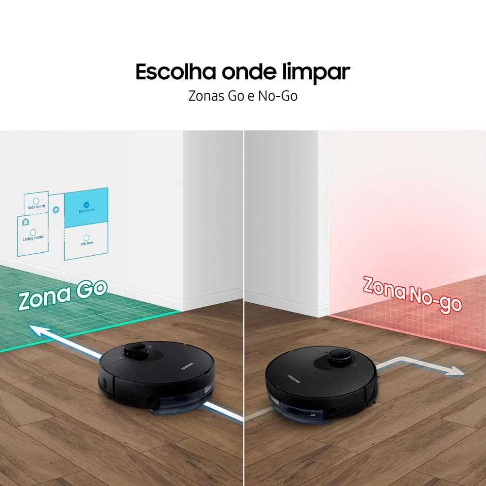 Robô Aspirador De Pó Samsung Vr3m Black Limpeza 2 Em 1 E Controle Via Aplicativo Bivolt Robô Aspirador De Pó Samsung Vr3m Black Limpeza 2 Em 1 E Controle Via Aplicativo Bivolt