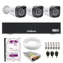 Kit 3 Câmeras Tudo Forte Tf 2020 B Full Hd 1080p Bullet Visão Noturna 20m Proteção Ip66 + Dvr Gravador Intelbras Mhdx 1104-c 4 Canais + Hd 2TB Purple.