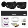 Kit 2 Câmeras Bullet Tf 2020 B Black Tudo Forte Full Hd 1080p Visão Noturna 20m Proteção Ip66 + Dvr Intelbras Mhdx 1104-c 4 Canais + Hd 1TB Purple