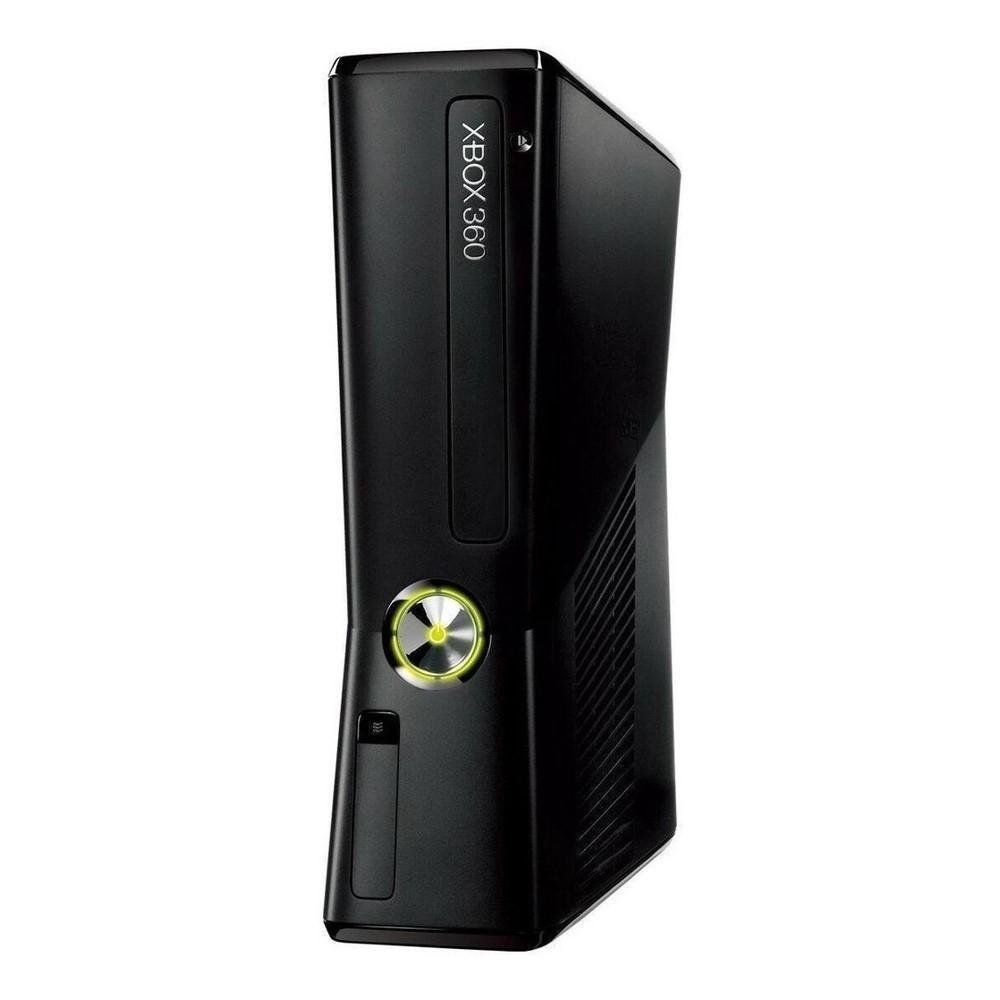 Microsoft XBOX 360 Slim 3.0 500gb Standard Preto 100 Jogos + 2 Controles