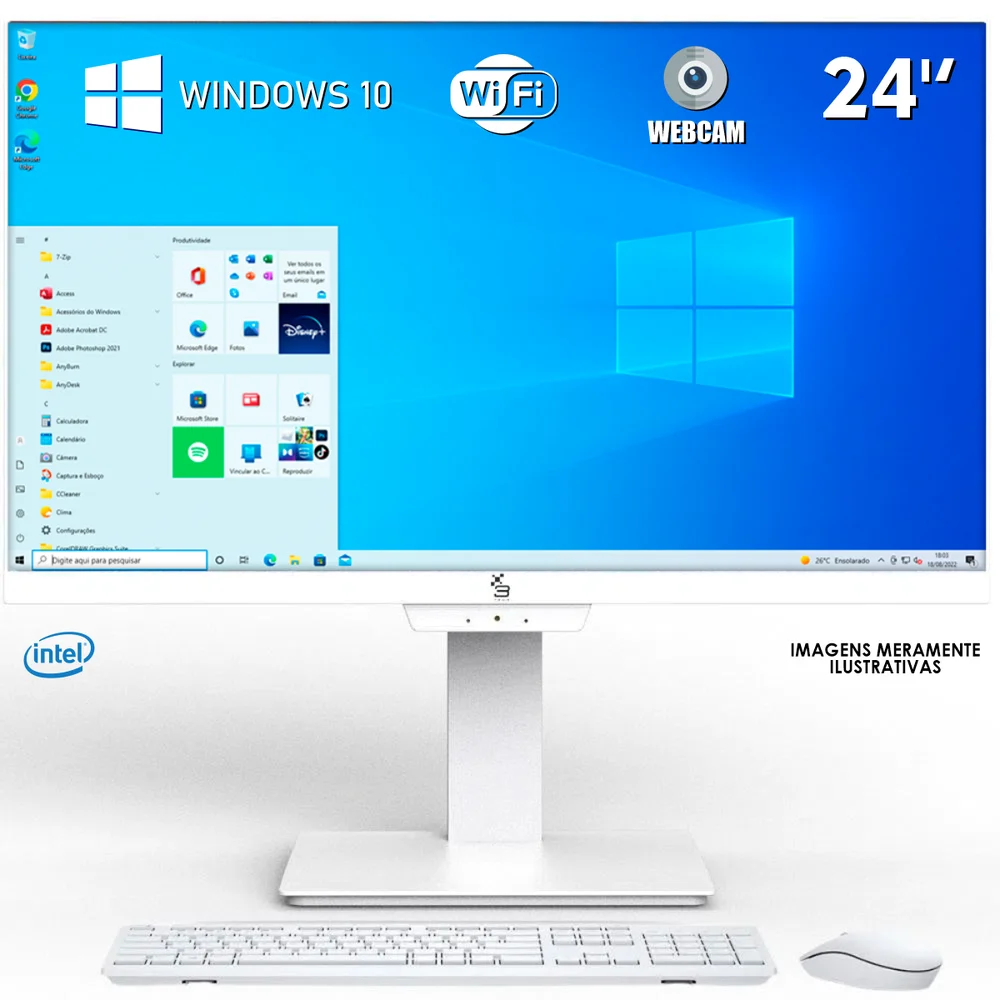 "Computador All In One, 24"" Full HD, Intel Core I7, 16GB RAM, SSD 480GB, Windows 10, Branco" em Campinas