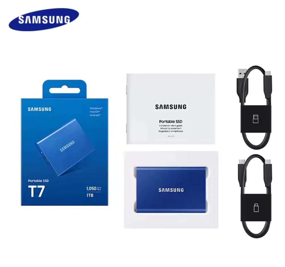 Disco Sólido Externo Samsung Portable SSD T7 Mu-pc1t0 1TB Azul Disco Sólido Externo Samsung Portable SSD T7 Mu-pc1t0 1TB Azul