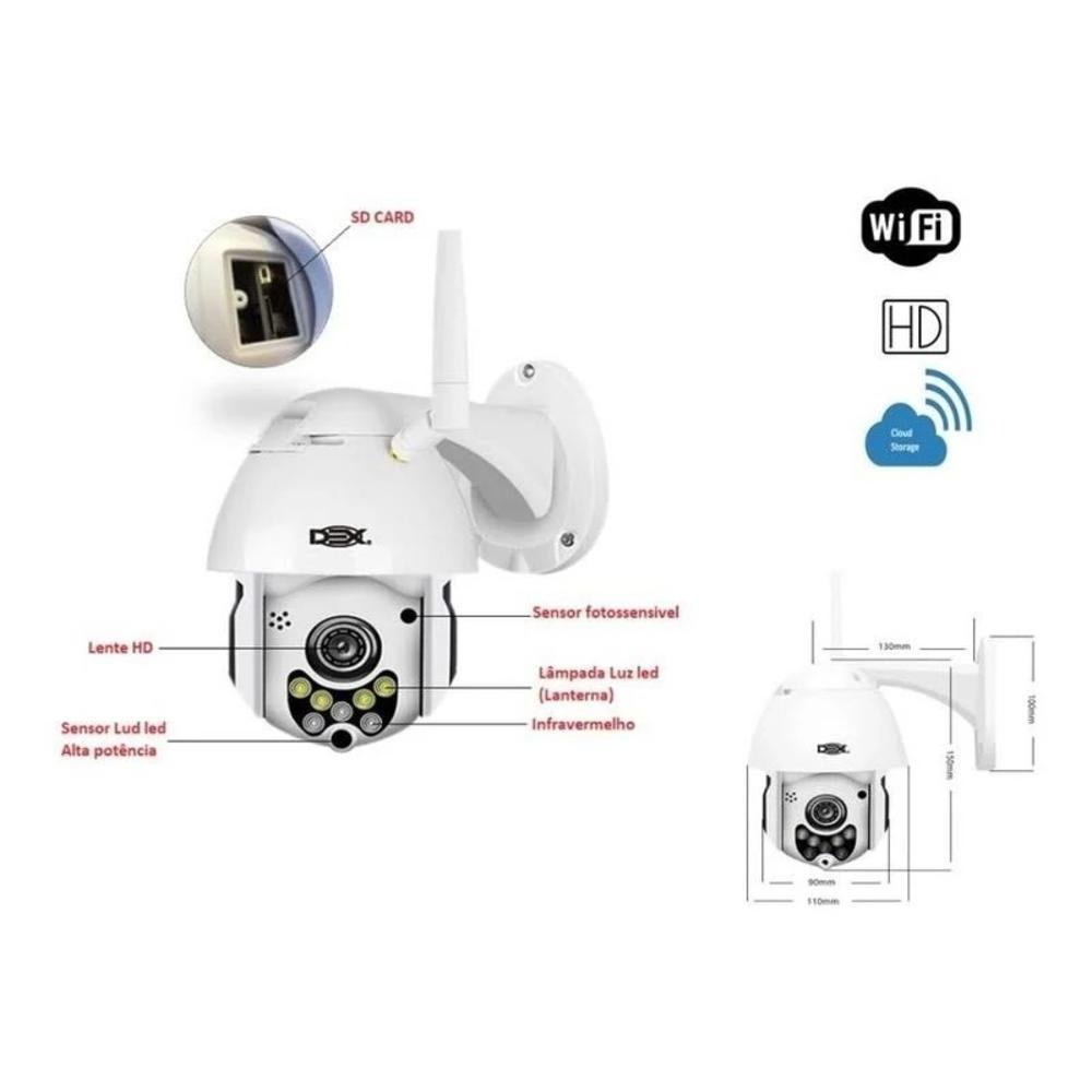Câmera Ip Hd Externa Speed Dome Zoom 4x Wifi Prova De Água Dx-w5 Câmera Ip Hd Externa Speed Dome Zoom 4x Wifi Prova De Água Dx-w5