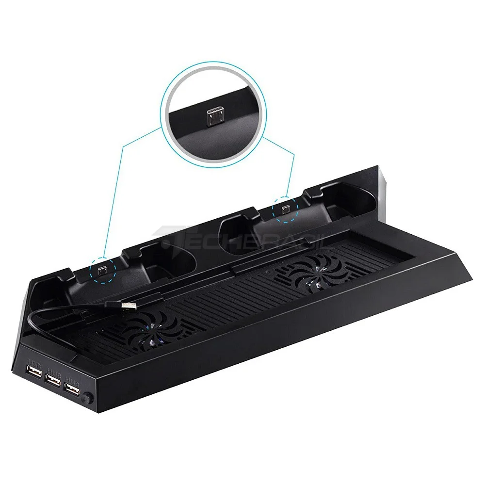 Base Suporte Cooler Carregador 3 Usb Playstation 4 Slim Fat Base Suporte Cooler Carregador 3 Usb Playstation 4 Slim Fat